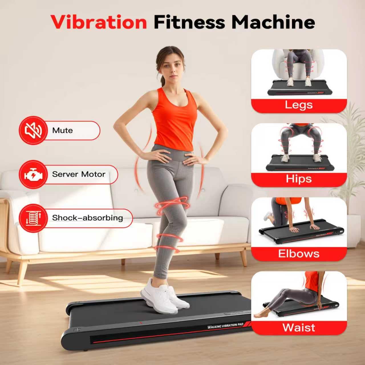 Sperax 4-in-1 Walking Pad, 0.3–6 km/h, Bluetooth App, Fernbedienung, für Zuhause & Büro, Laufband mit Vibration, grau