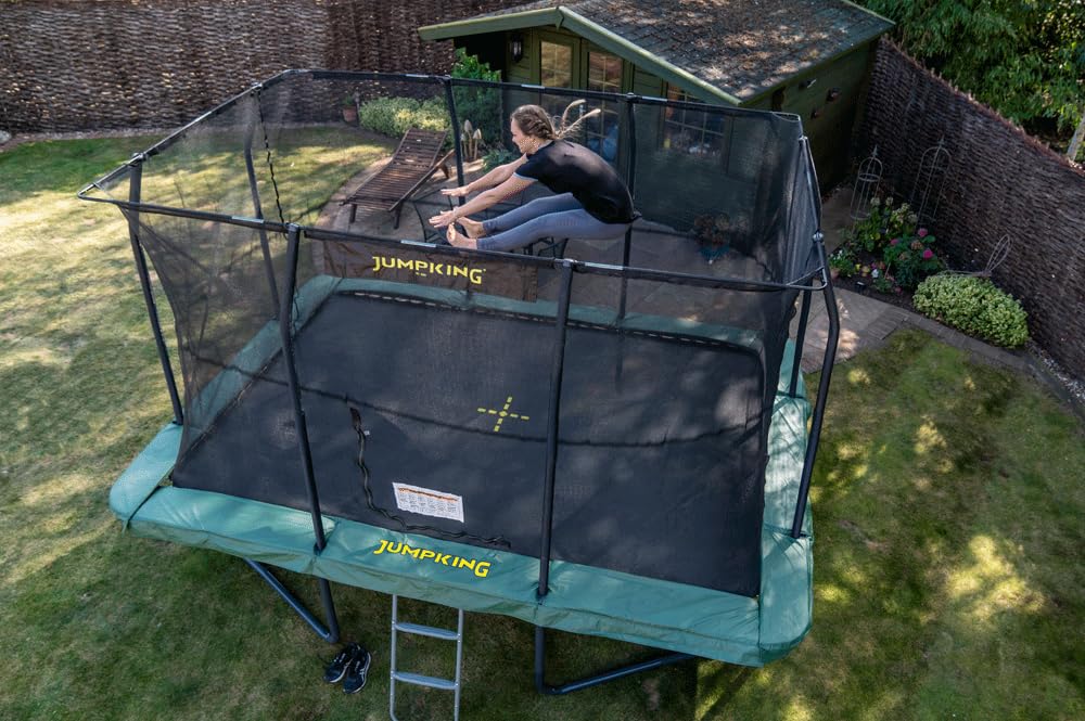 Jumpking 9ft x 13ft Rechteckige Trampolin mit Sicherheit Gehäuse Netz & Leiter ❘ Outdoor-Garten-Trampolin für Erwachsene & Kinder | Tri-Layer Rohr