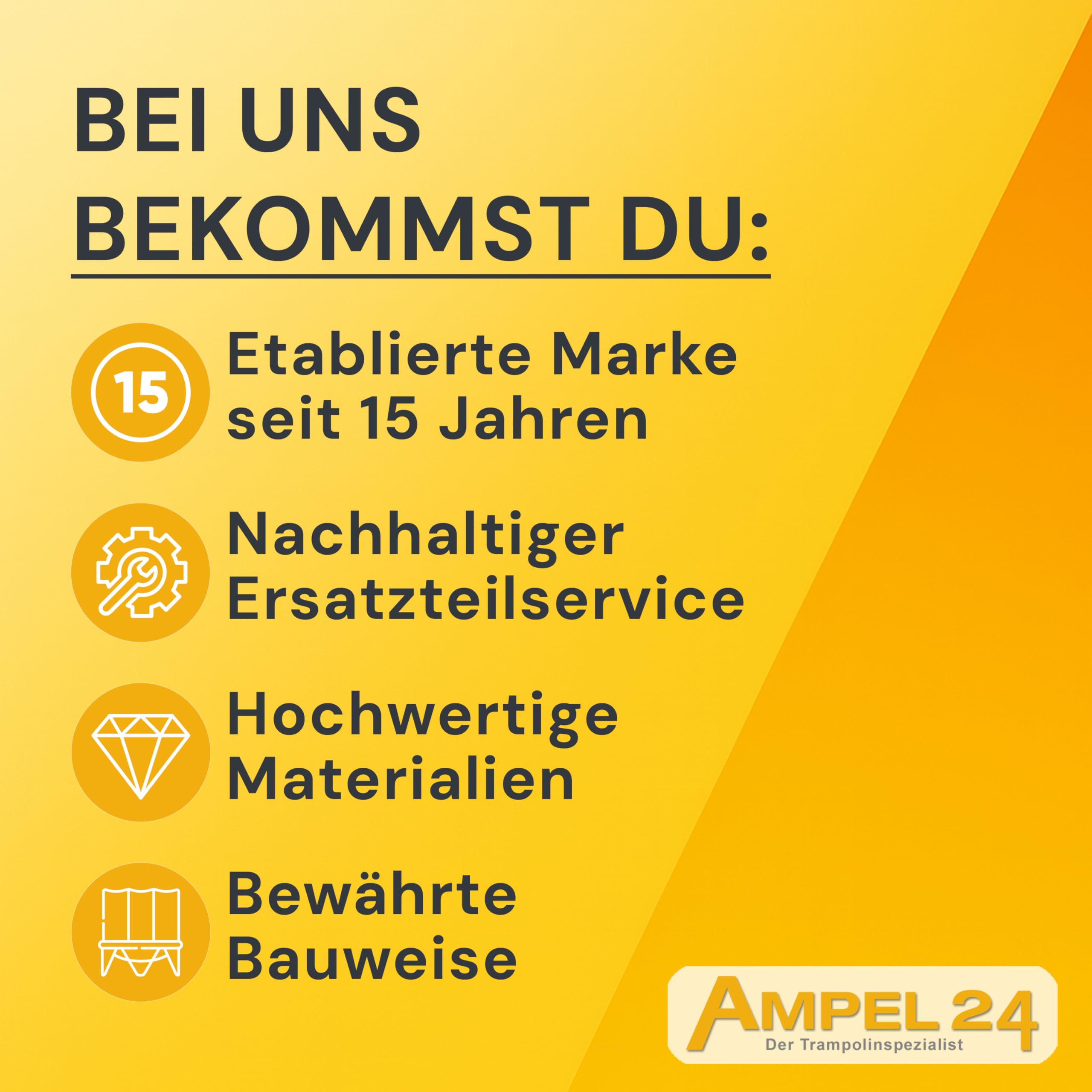 Ampel 24 Trampolin Outdoor Ø 305/366/430 cm, GS-Zertifikat, Kinder Gartentrampoline, Komplettset mit Randabdeckung und Sicherheitsnetz
