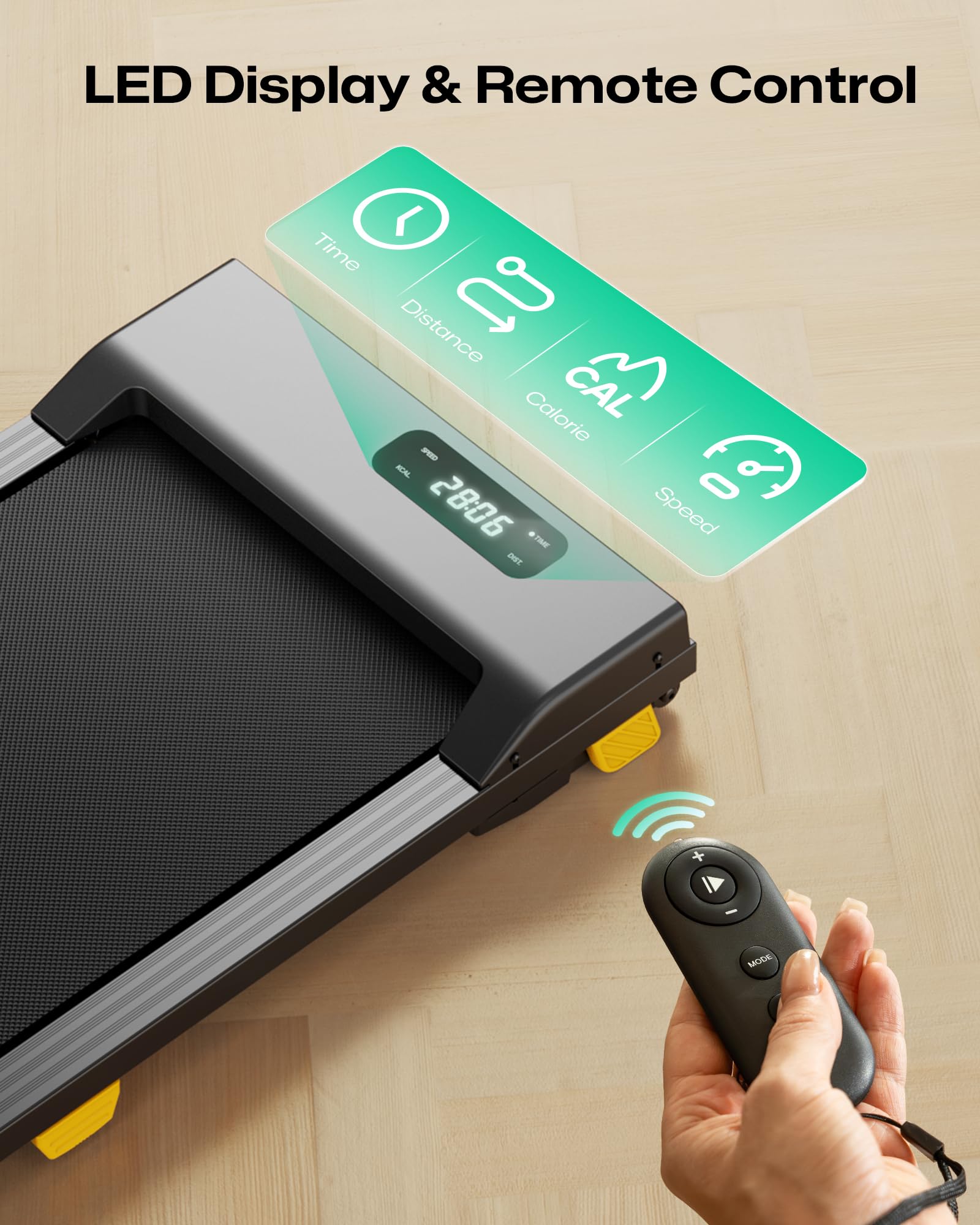 Walking Pad, 9% Steigung, 6-Punkt-Dämpfung, 2,5 PS, leises Laufband für Zuhause & Büro, Schreibtisch-Laufband