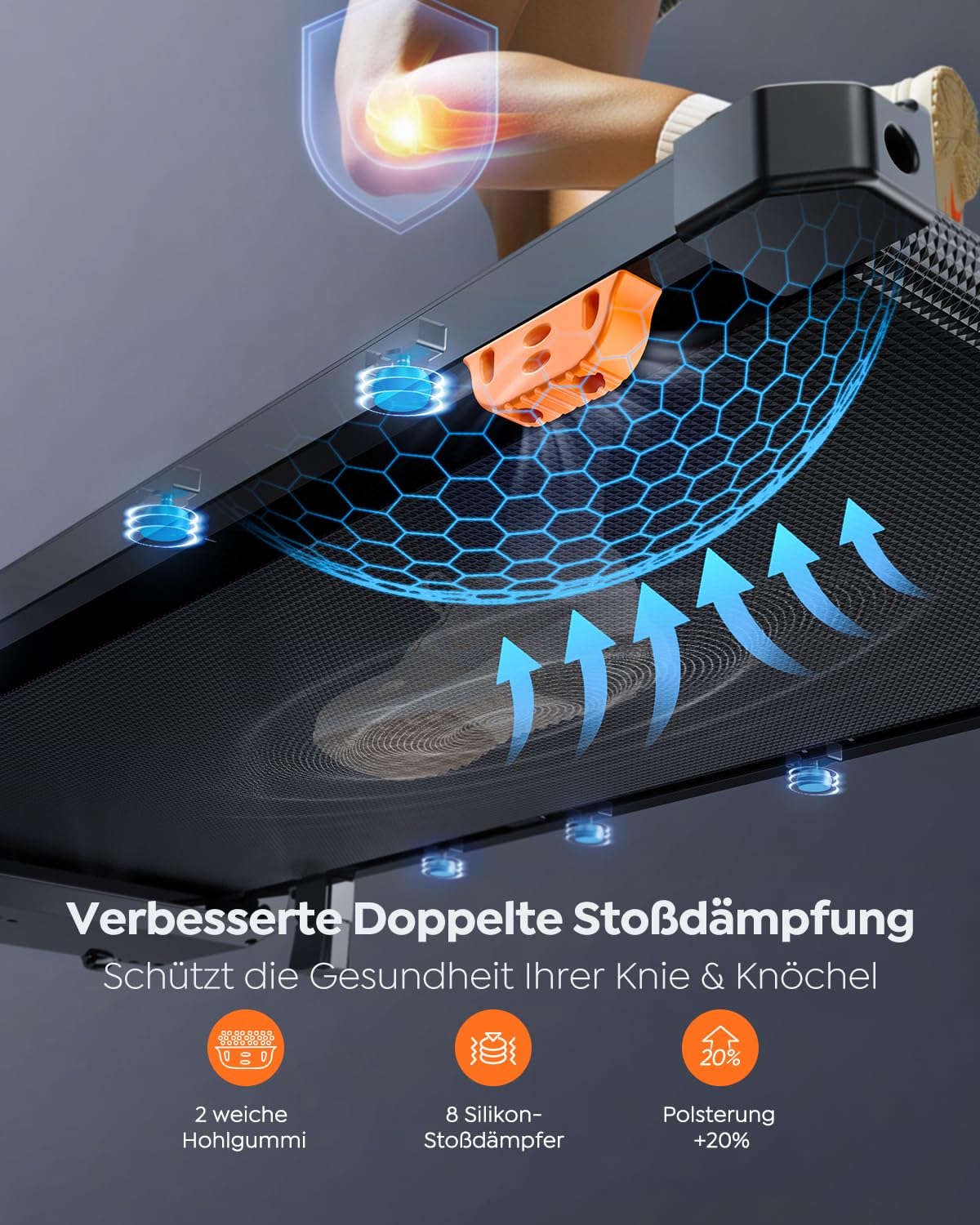 Walking Pad Laufband, 1–6 km/h, 10% Steigung, 2.5 HP Motor, LED, App, Dreifachdämpfung, bis 130 kg, leise & kompakt, Büro/Zuhause