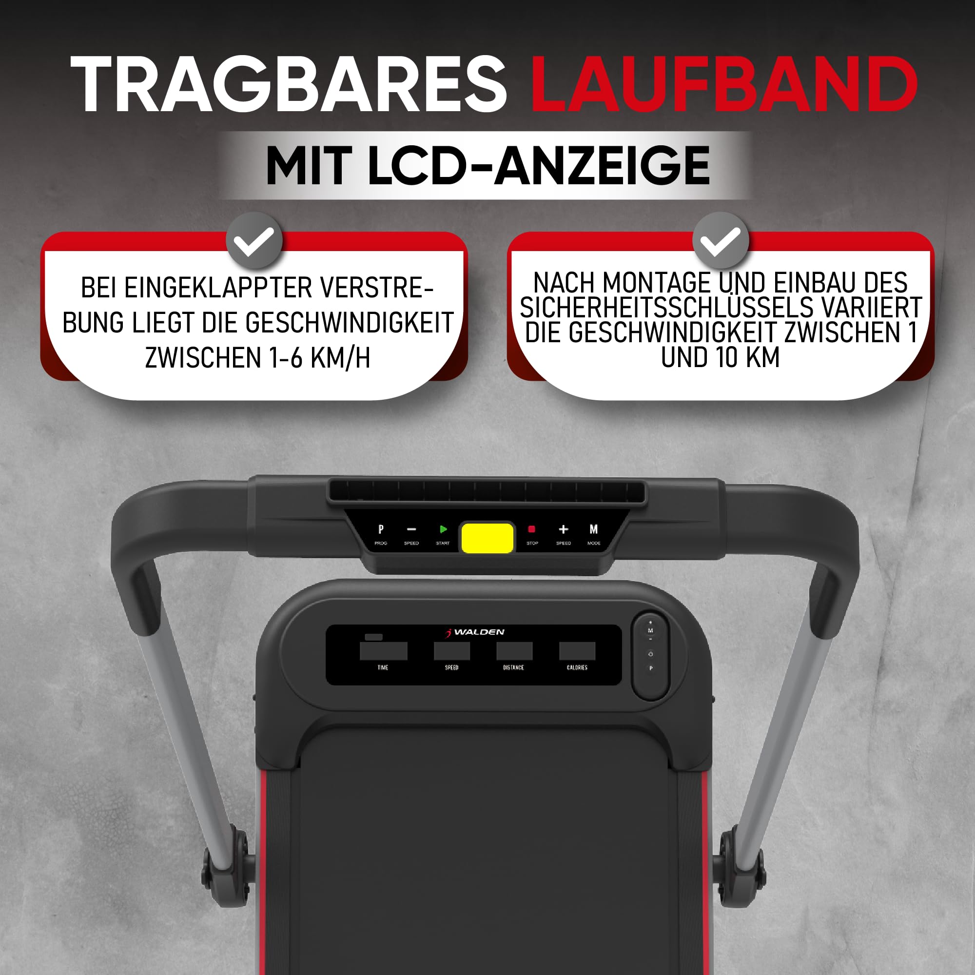 Elektrisches Laufband für zu Hause wakingpad, klappbar, 1-2,5 PS, 12 voreingestellte Programme, LCD-Display, 1-10 km/h (2600)