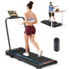 THERUN Laufband klappbar, bis 10 km/h, leises Walking Pad mit LED & Handlauf, doppelte Dämpfung, kein Aufbau nötig, Büro/Zuhause