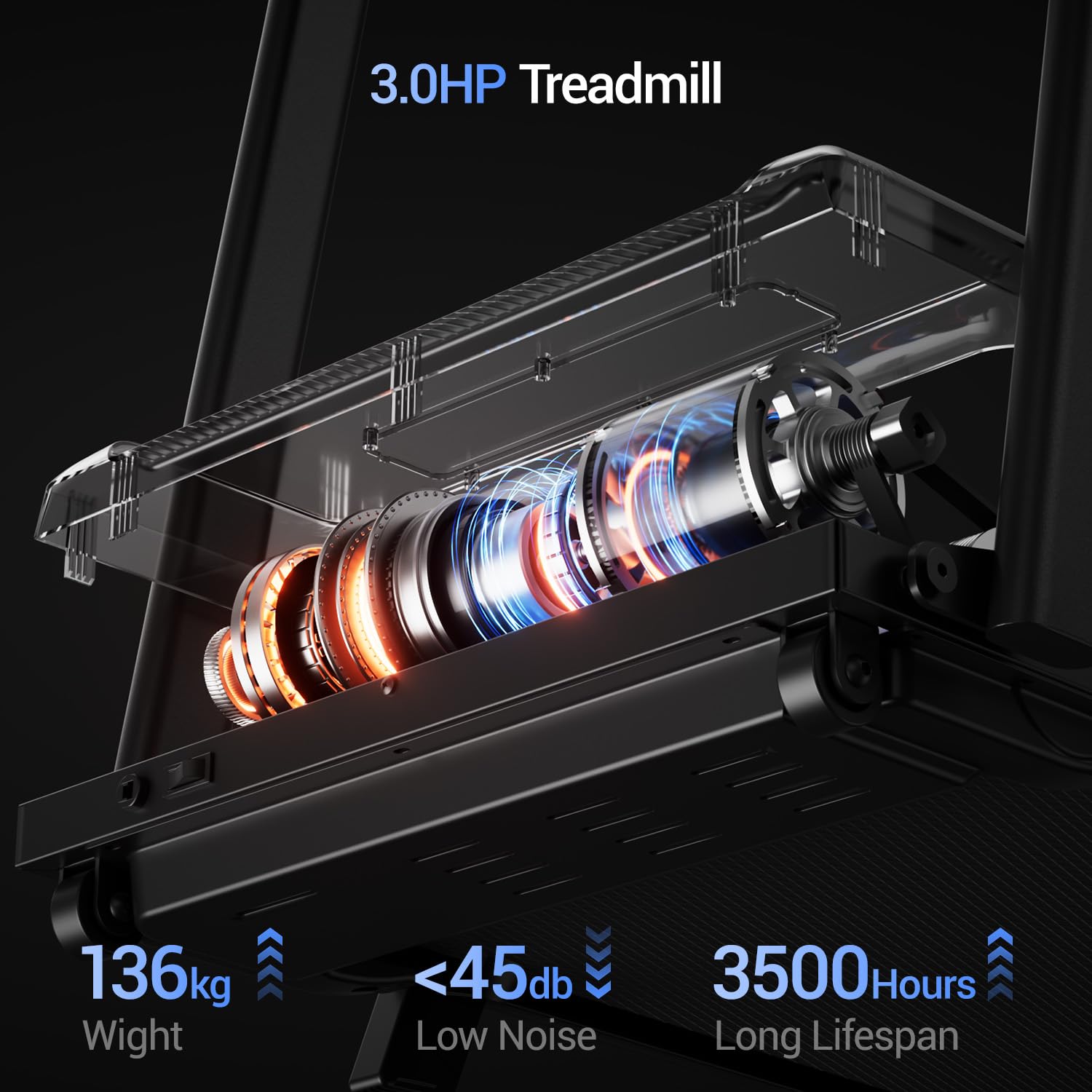 LONTEK Laufband für Zuhause Klappbar mit Steigung 9%, Laufbänder 12KM/H, Treadmill for Home mit 3,0-PS-Motor und LED-Anzeige, Max Belastung 136KG