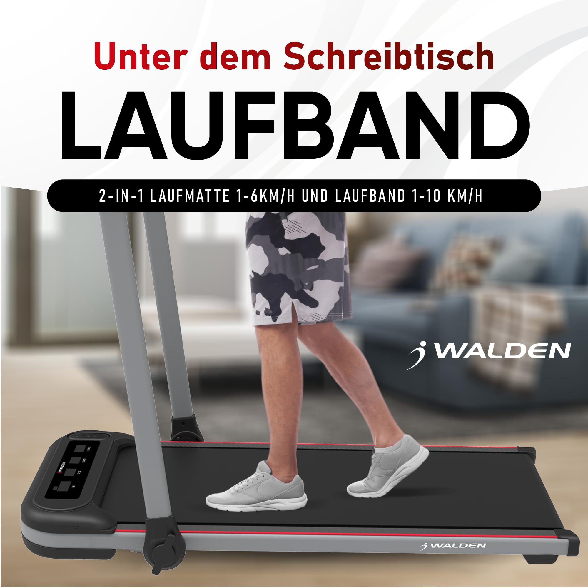 Elektrisches Laufband für zu Hause wakingpad, klappbar, 1-2,5 PS, 12 voreingestellte Programme, LCD-Display, 1-10 km/h (2600)