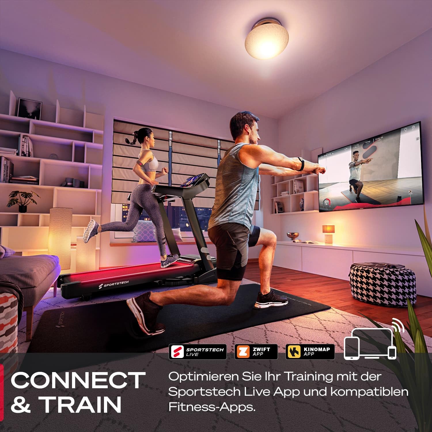 Sportstech F37s Laufband, 20 km/h, 7 PS, klappbar, Steigung, bis 150 kg, große Lauffläche, App, TÜV-geprüft, Home Gym