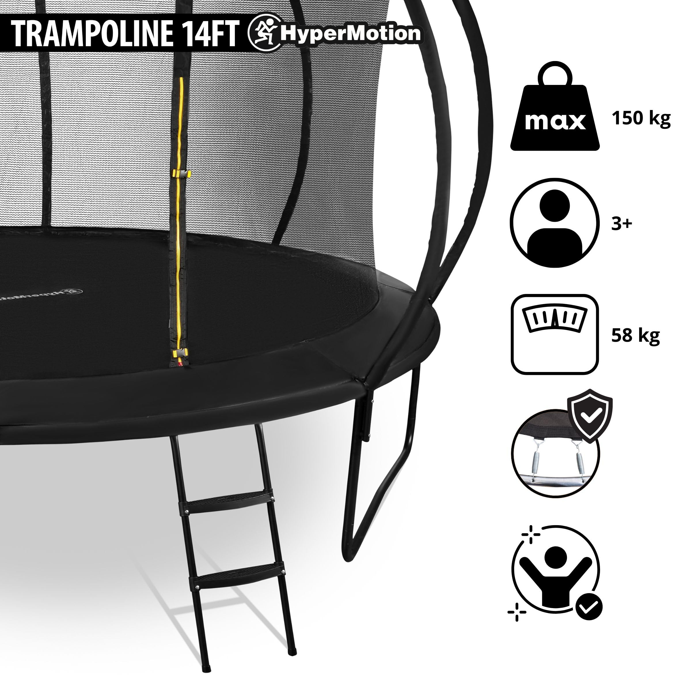 Hypermotion Trampolin Outdoor Kinder 244/305 / 366/430 / 487 cm Kindertrampolin ab 3 Jahre - Schnelltrocknend und Wasserabweisend