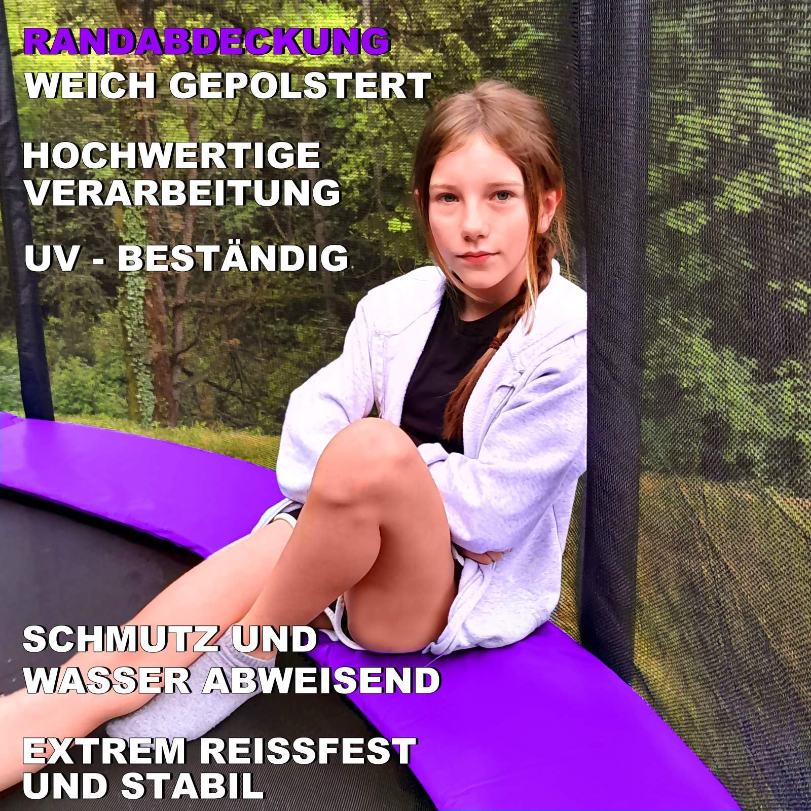 Baunsal® Trampolin Outdoor Ø 335 cm (FGOS) lila-schwarz als Komplettset Gartenspielzeug Kindertrampolin Gartentrampolin rund Garten Spielzeug