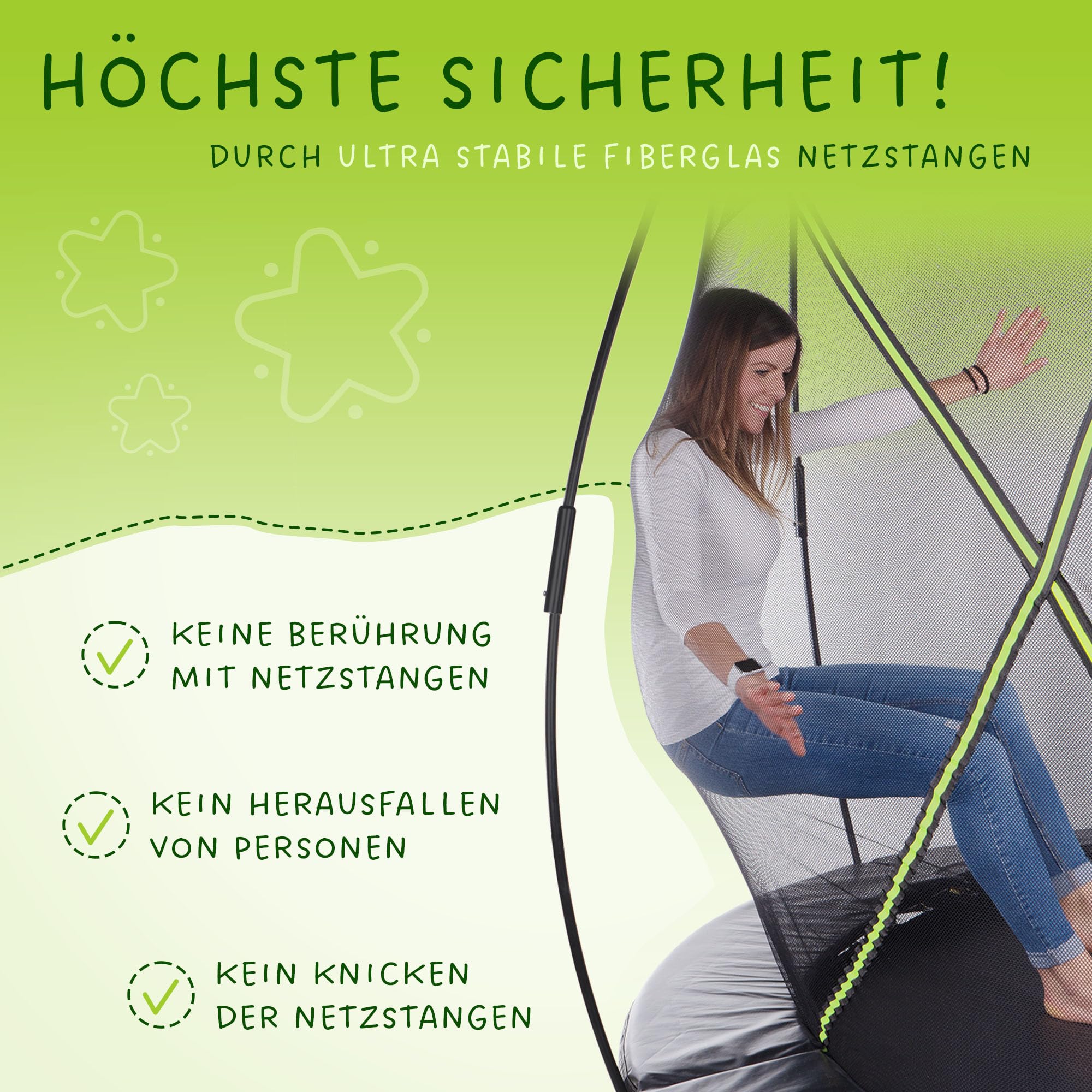 KINETIC SPORTS Trampolin Outdoor 'Ultimate Pro' Ø 244/305/366/427 cm – TÜV Rheinland, Kindertrampolin mit Leiter, Fieberglas-Netz, Gartentrampolin