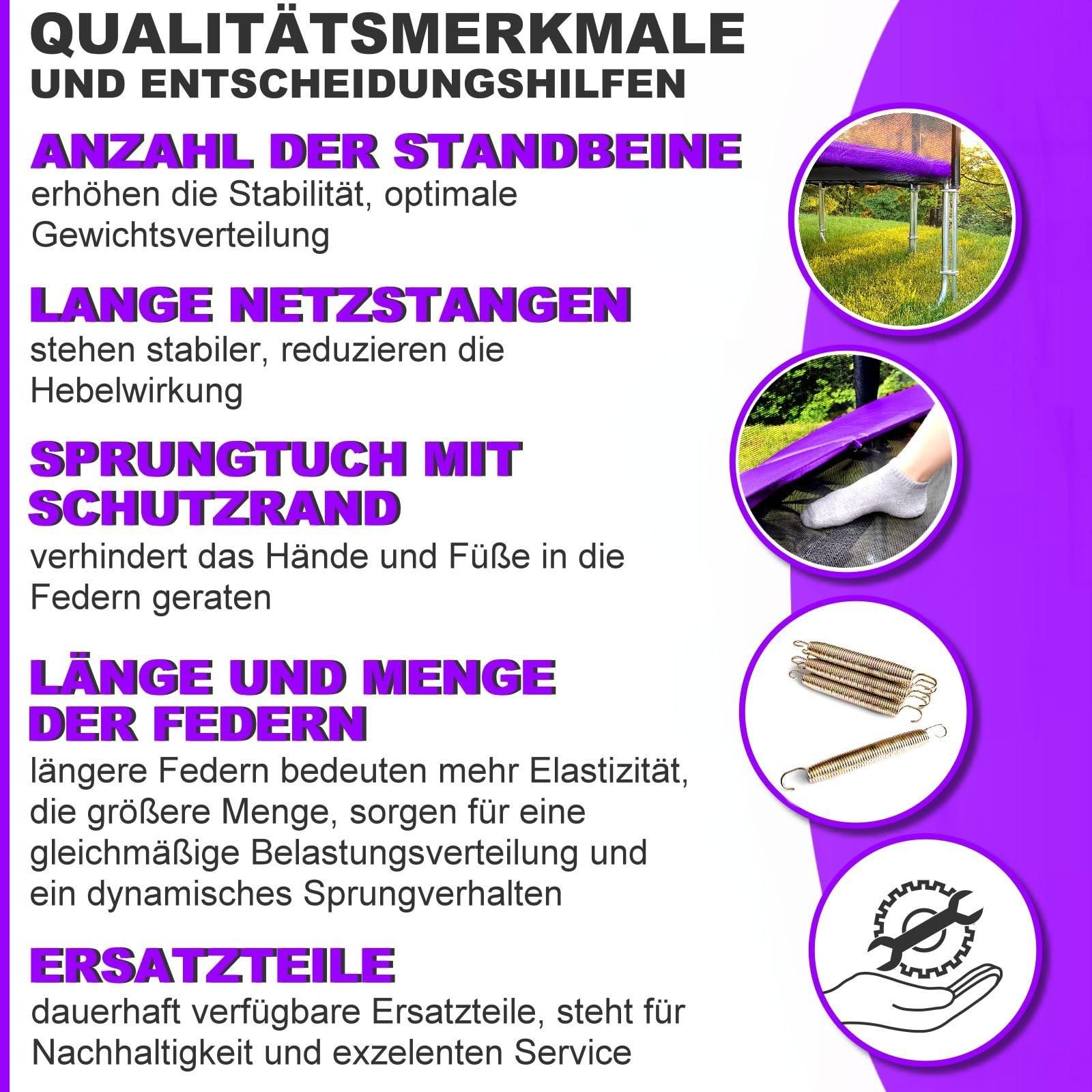 Baunsal® Trampolin Outdoor Ø 335 cm (FGOS) lila-schwarz als Komplettset Gartenspielzeug Kindertrampolin Gartentrampolin rund Garten Spielzeug