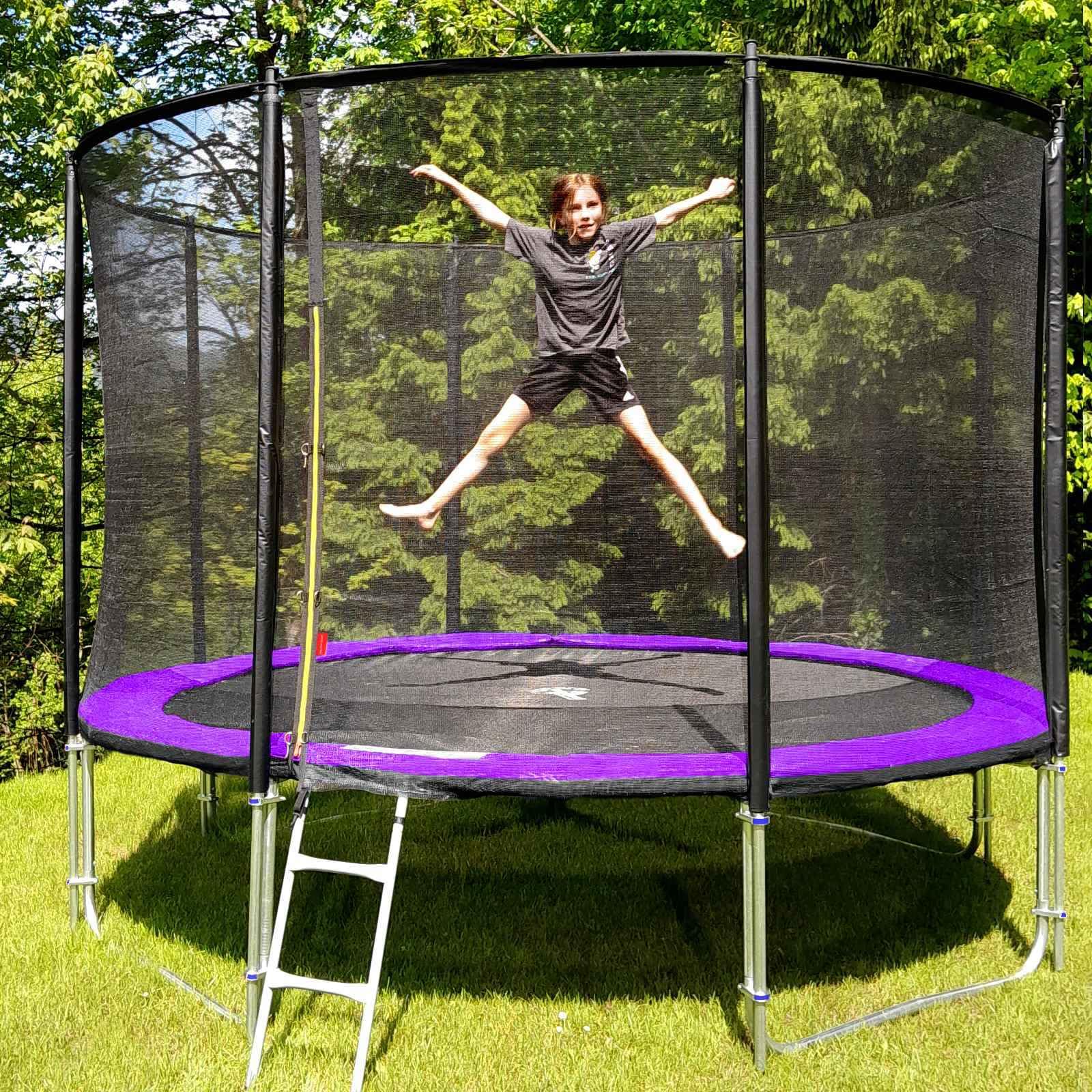 Baunsal® Trampolin Outdoor Ø 335 cm (FGOS) lila-schwarz als Komplettset Gartenspielzeug Kindertrampolin Gartentrampolin rund Garten Spielzeug
