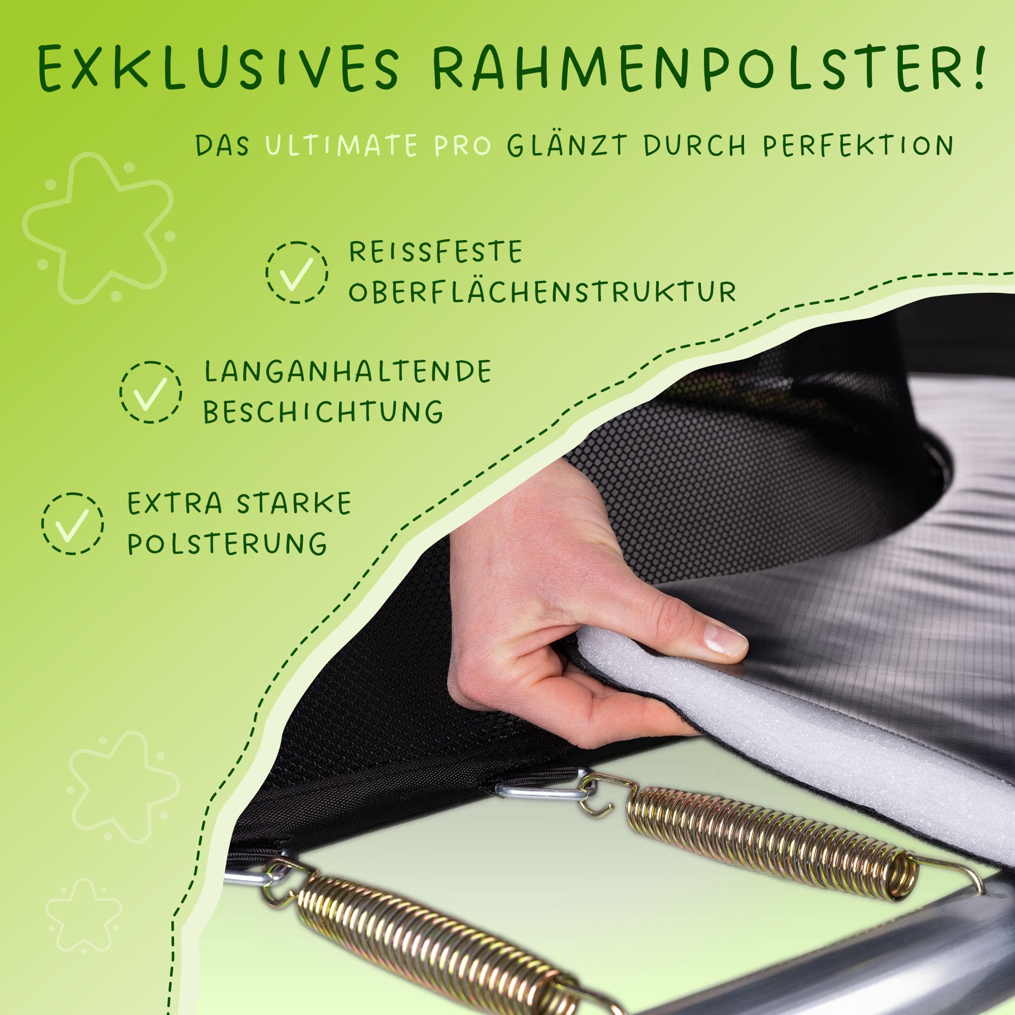 KINETIC SPORTS Trampolin Outdoor 'Ultimate Pro' Ø 244/305/366/427 cm – TÜV Rheinland, Kindertrampolin mit Leiter, Fieberglas-Netz, Gartentrampolin
