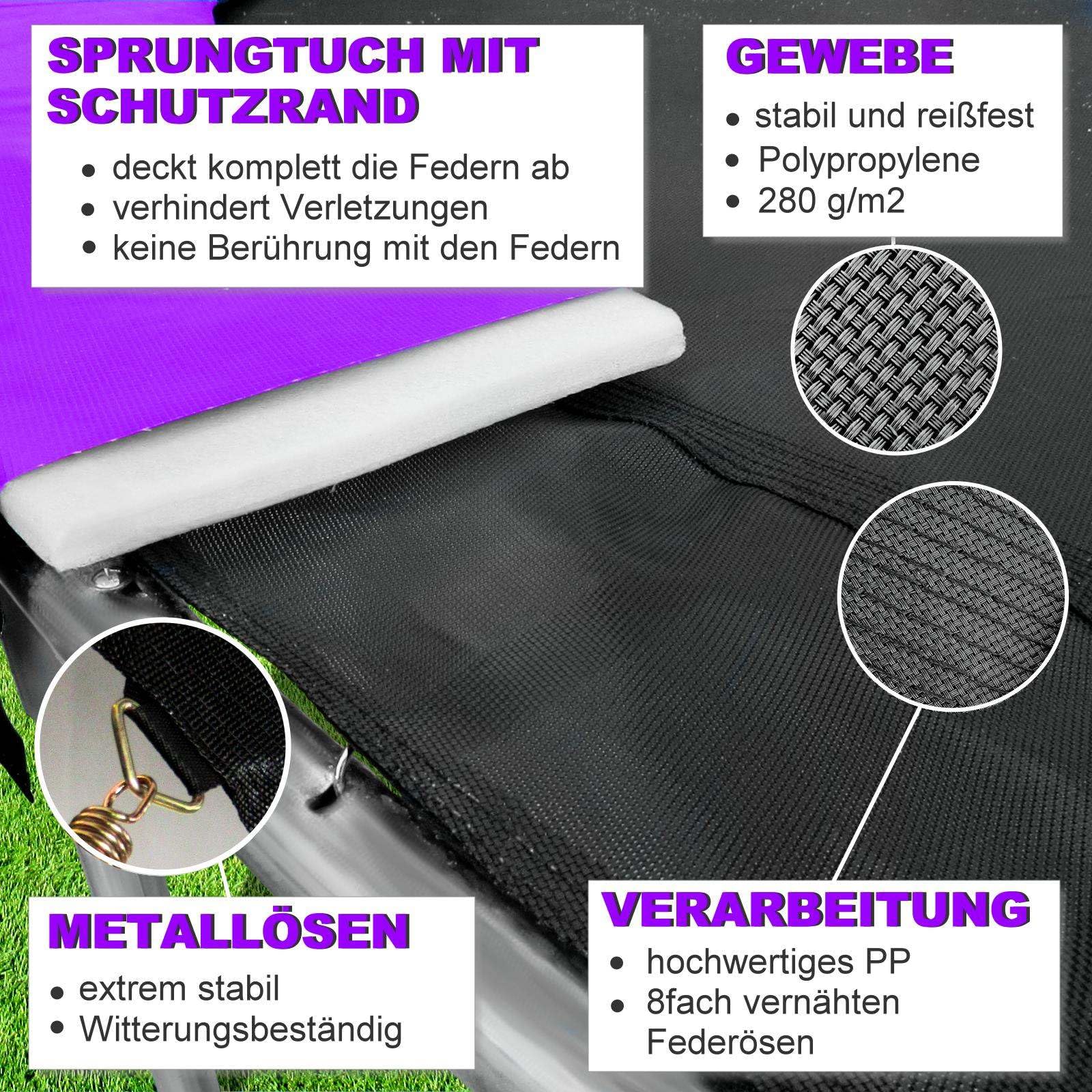 Baunsal® Trampolin Outdoor Ø 335 cm (FGOS) lila-schwarz als Komplettset Gartenspielzeug Kindertrampolin Gartentrampolin rund Garten Spielzeug