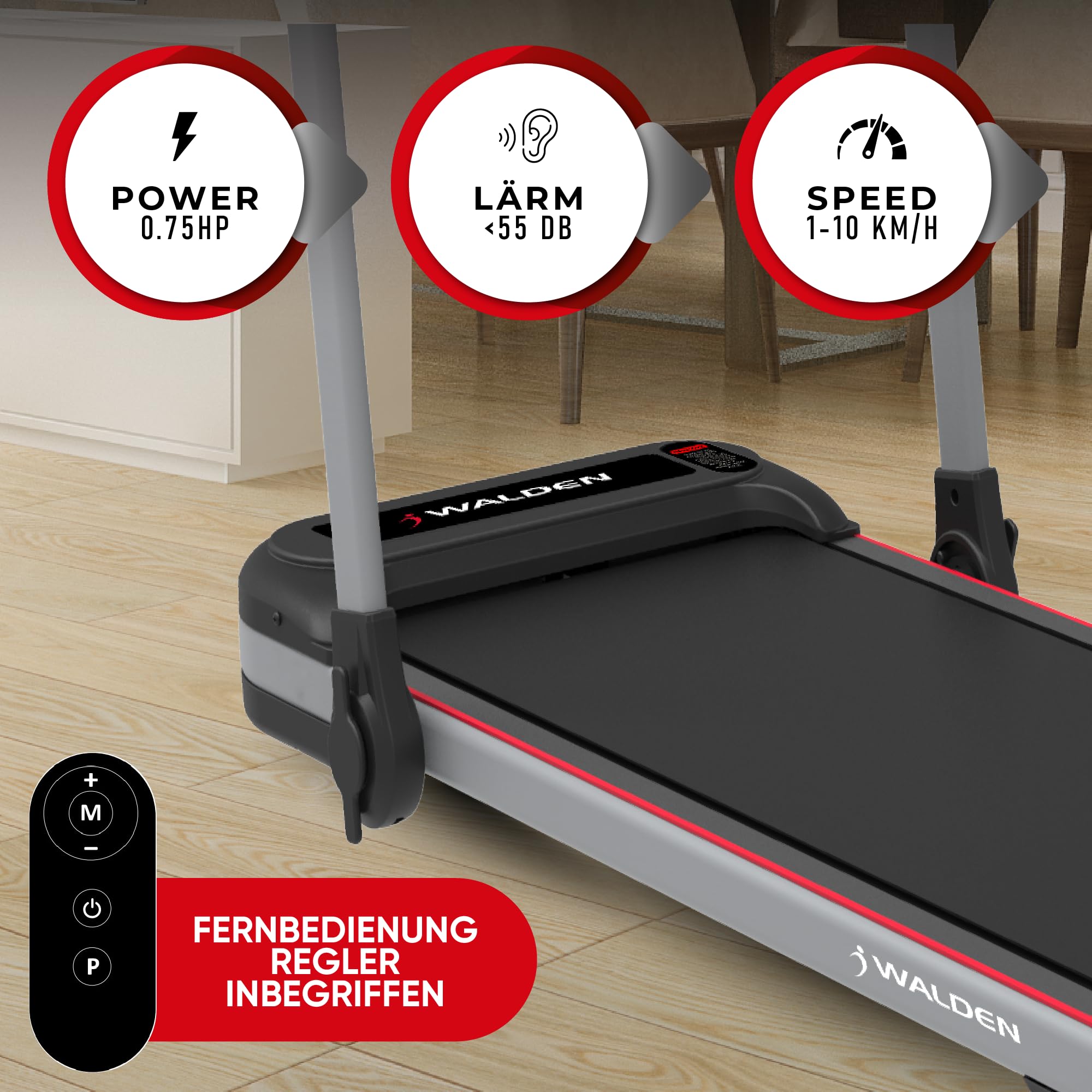 Elektrisches Laufband für zu Hause wakingpad, klappbar, 1-2,5 PS, 12 voreingestellte Programme, LCD-Display, 1-10 km/h (2600)
