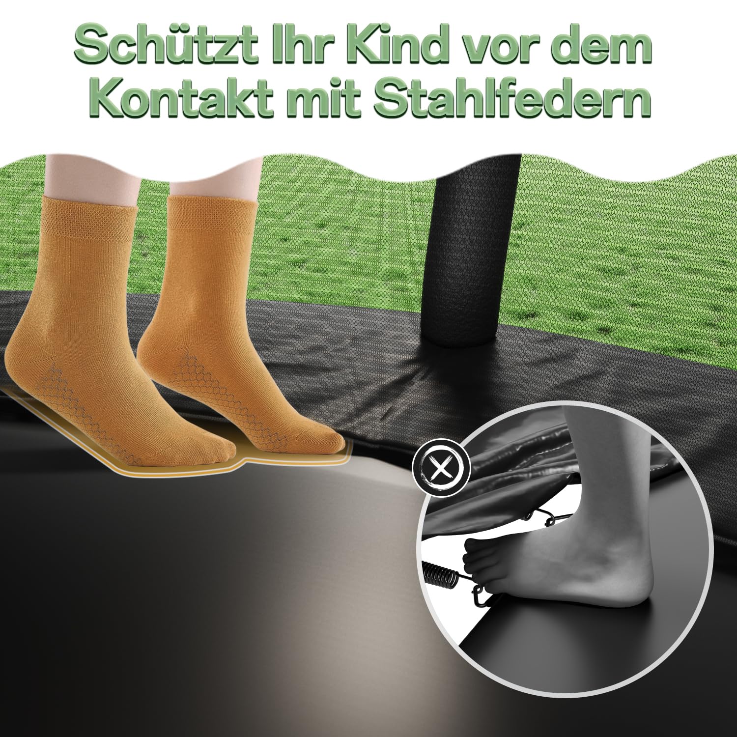Flamaker Trampolin Outdoor, Ø 366/427cm Gartentrampolin mit Netz, TÜV Rheinland GS-Zertifikat, Bodenanker, Stabile Rahmenkonstruktion, Wetterfest