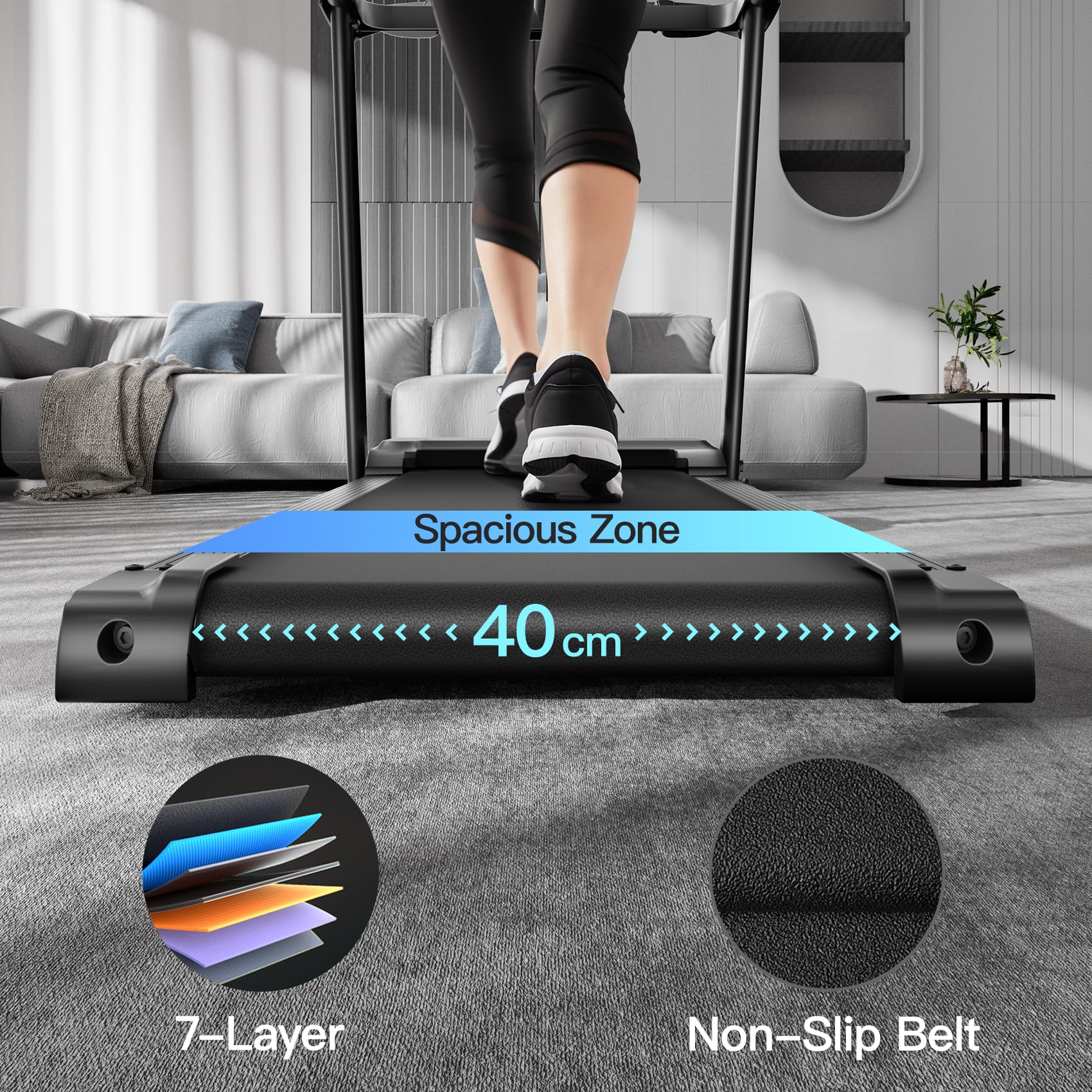 UMAY Laufband, klappbar, bis 14 km/h, 3.0 PS/2200W, Herzfrequenzmonitor, App, Lautsprecher, 12 Programme, bis 136 kg Belastung