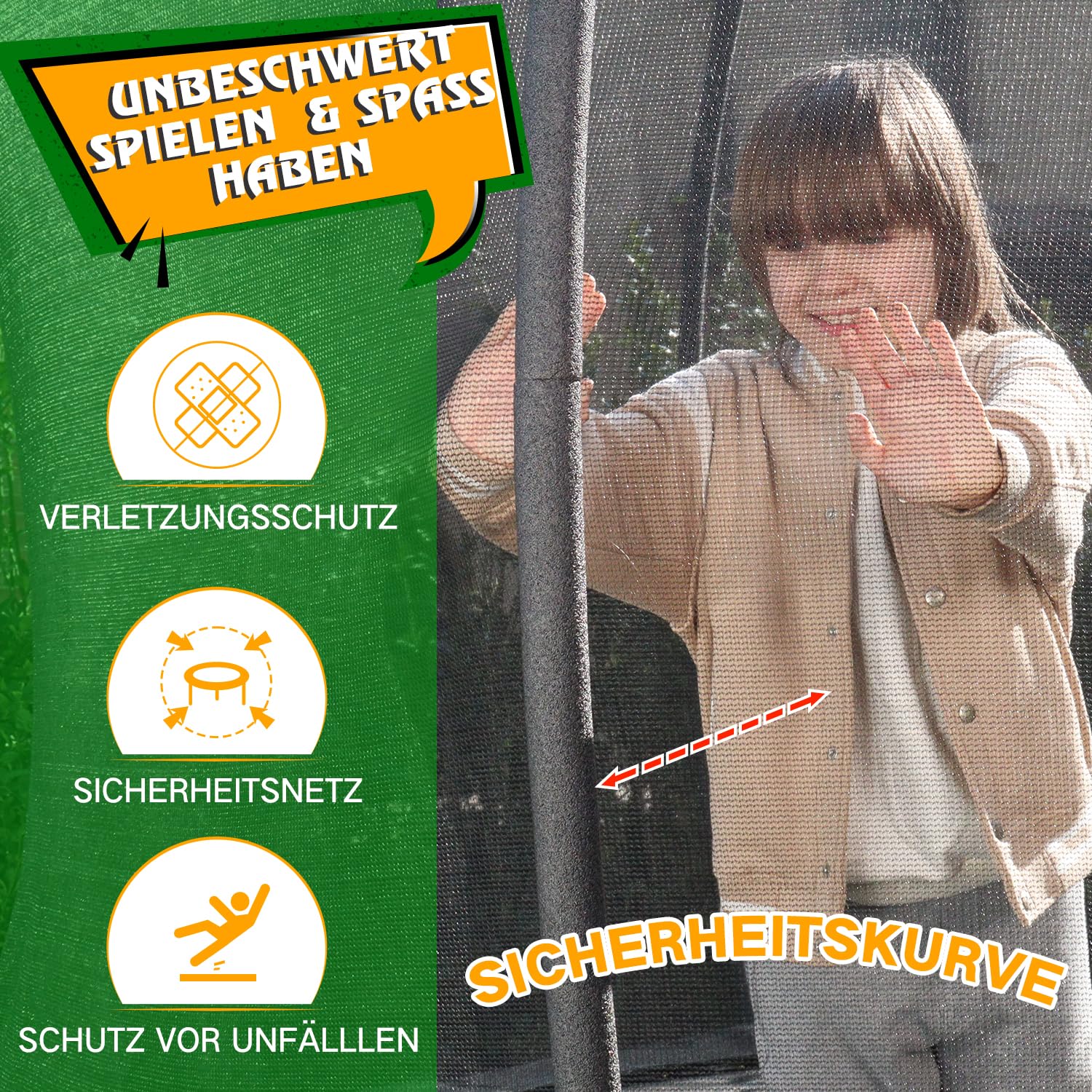Devoko Trampolin Outdoor Ø 228/305/366/427 cm, vom TÜV Rheinland GS-Zertifikat, Kindertrampolin Gartentrampolin mit Sicherheitsnetz, Rundes
