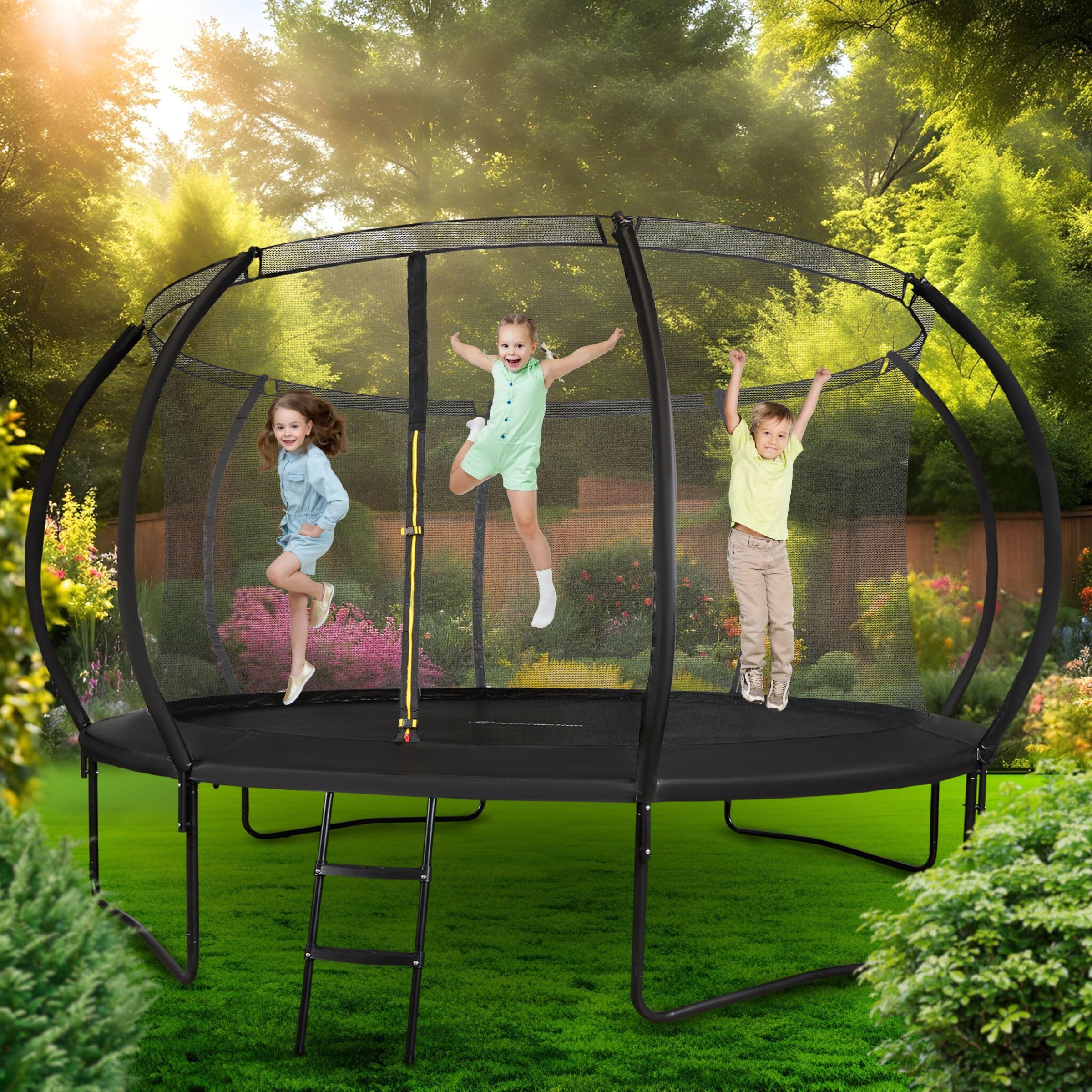 Hypermotion Trampolin Outdoor Kinder 244/305 / 366/430 / 487 cm Kindertrampolin ab 3 Jahre - Schnelltrocknend und Wasserabweisend